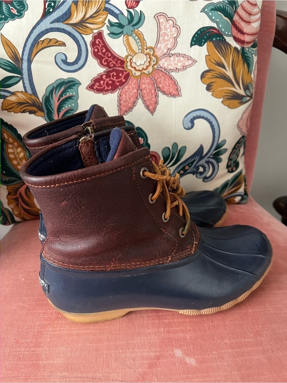 Sperry Brown Leather and Navy Duck Boot